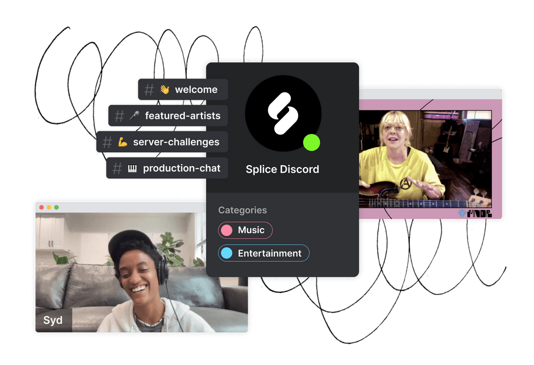 Splice community members collaborating and sharing music on Discord