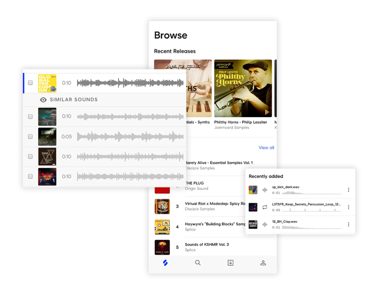 Square photo illustrating Next-level features — mobile app on phone alongside desktop DAW
