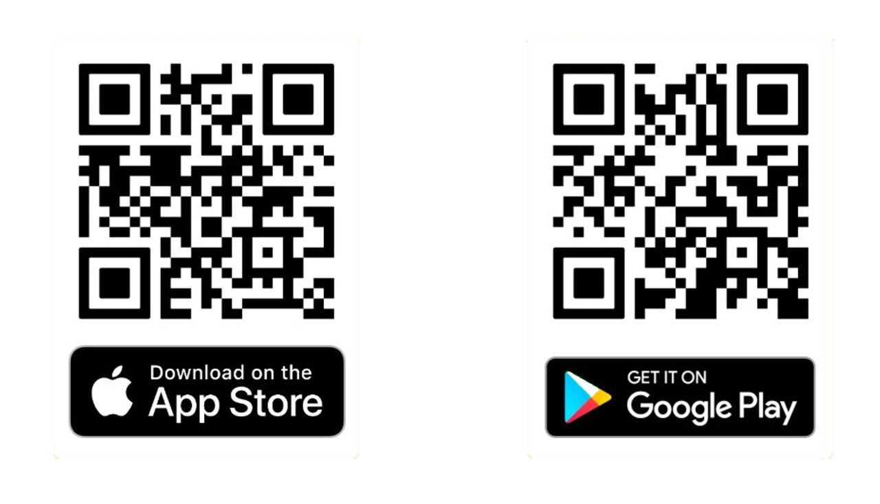 Apple App Store and Google Play Store QR code