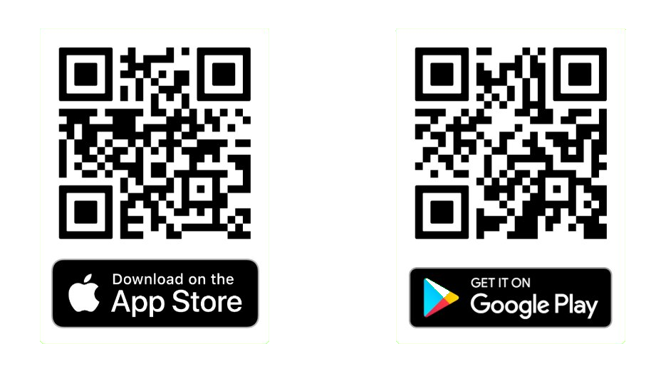 Apple App Store and Google Play Store QR code