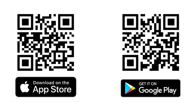 Apple App Store and Google Play Store QR code
