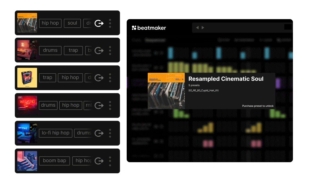 Splice Desktop sending a preset to Beatmaker plugin