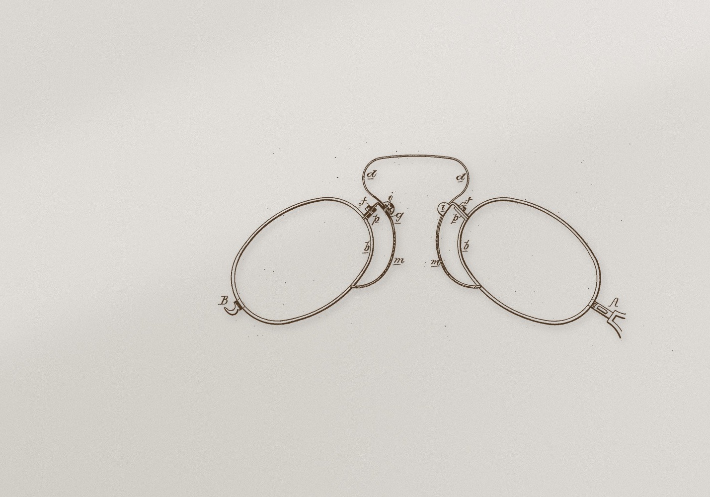 Pince-nez eyeglasses on a light background