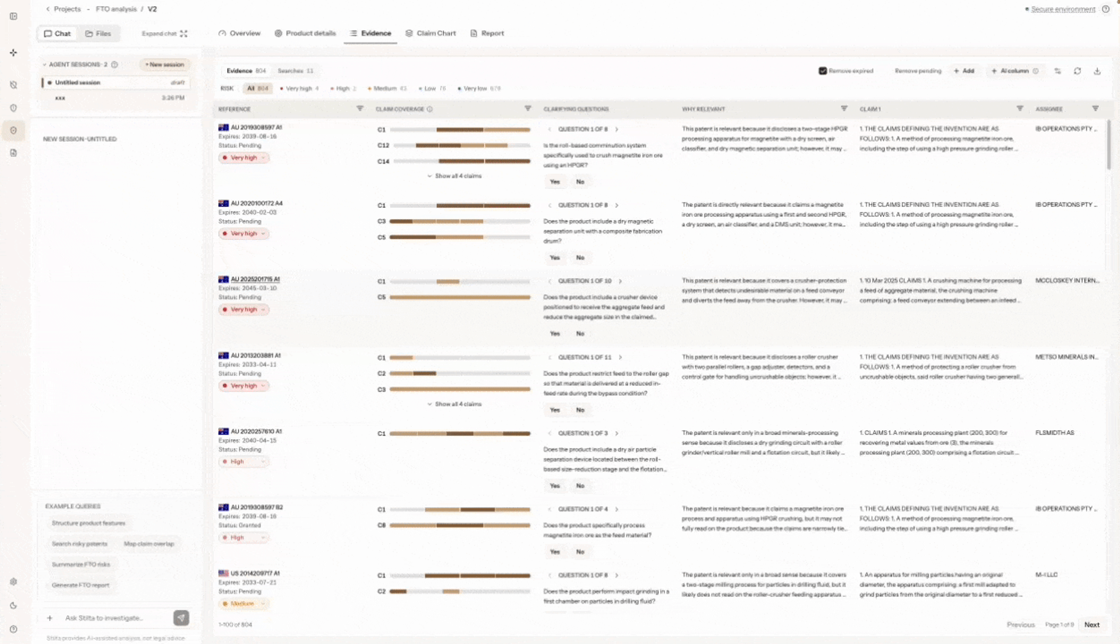 Animation of a Stilta evidence list with initial claim mappings