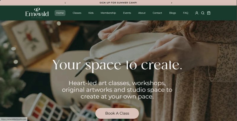Emerald Art Studio — Art Classes & Pottery Ecommerce Platform