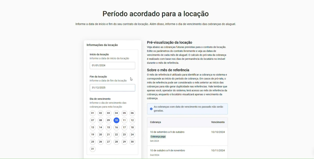 captura de tela da revisão dos passos feitos para cadastrar um locação na automação para imobiliárias da Alude, até aqui