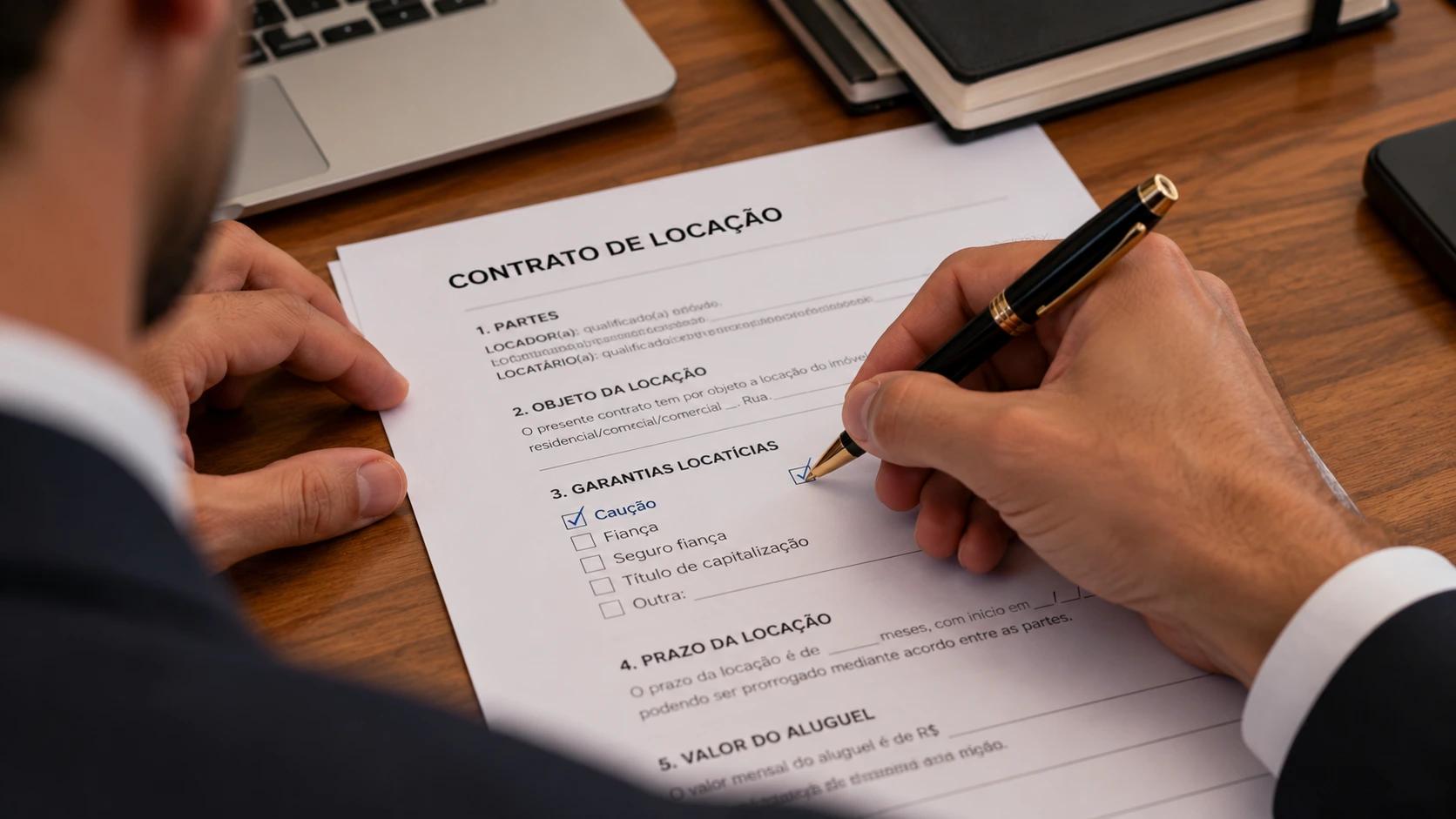Corretor de imóveis conferindo a garantia escolhida
