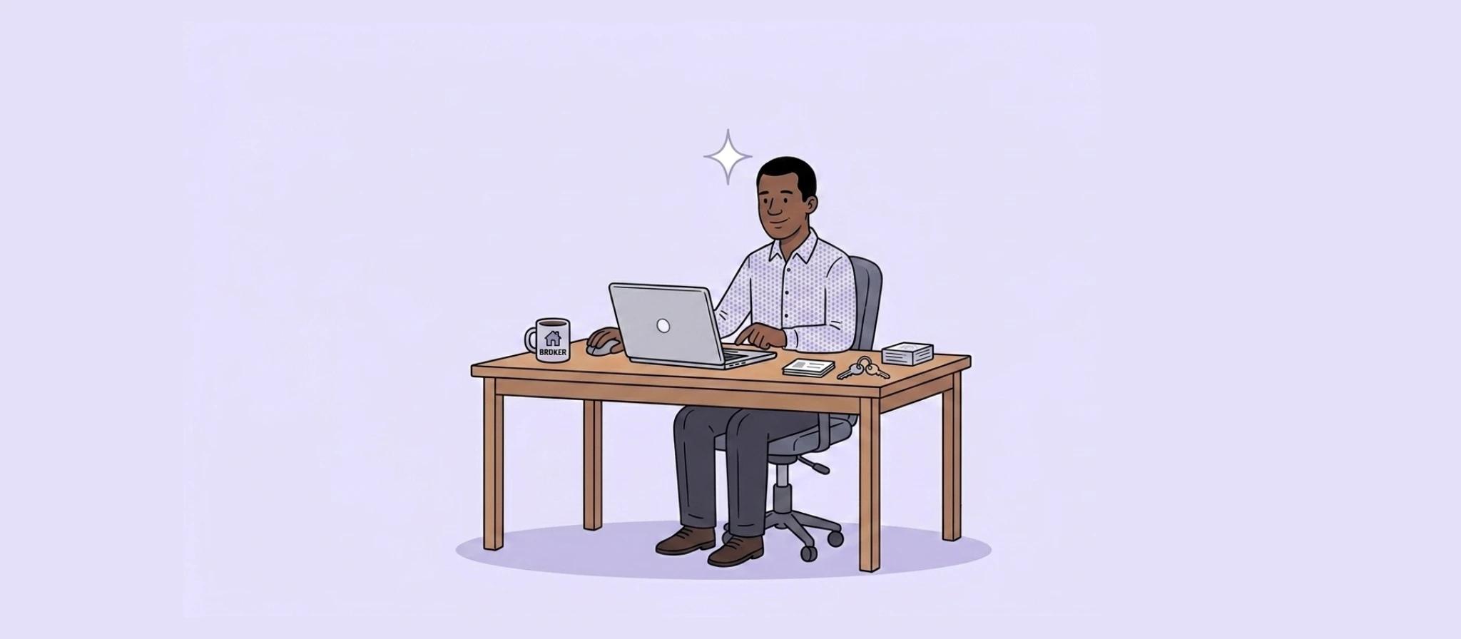 ilustração de corretor de imóveis descobrindo proprietários de imóveis par aaludar pela internet com Alude