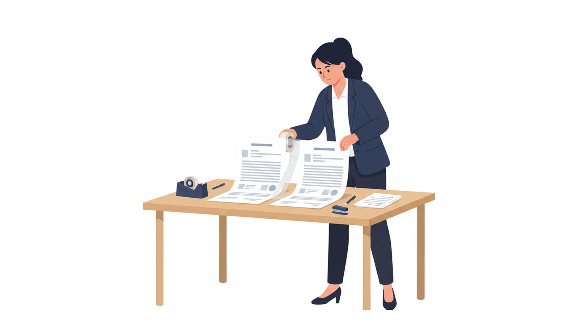 ilustração de personagem corretora adicionando um termo adiivo ao contrato de locação