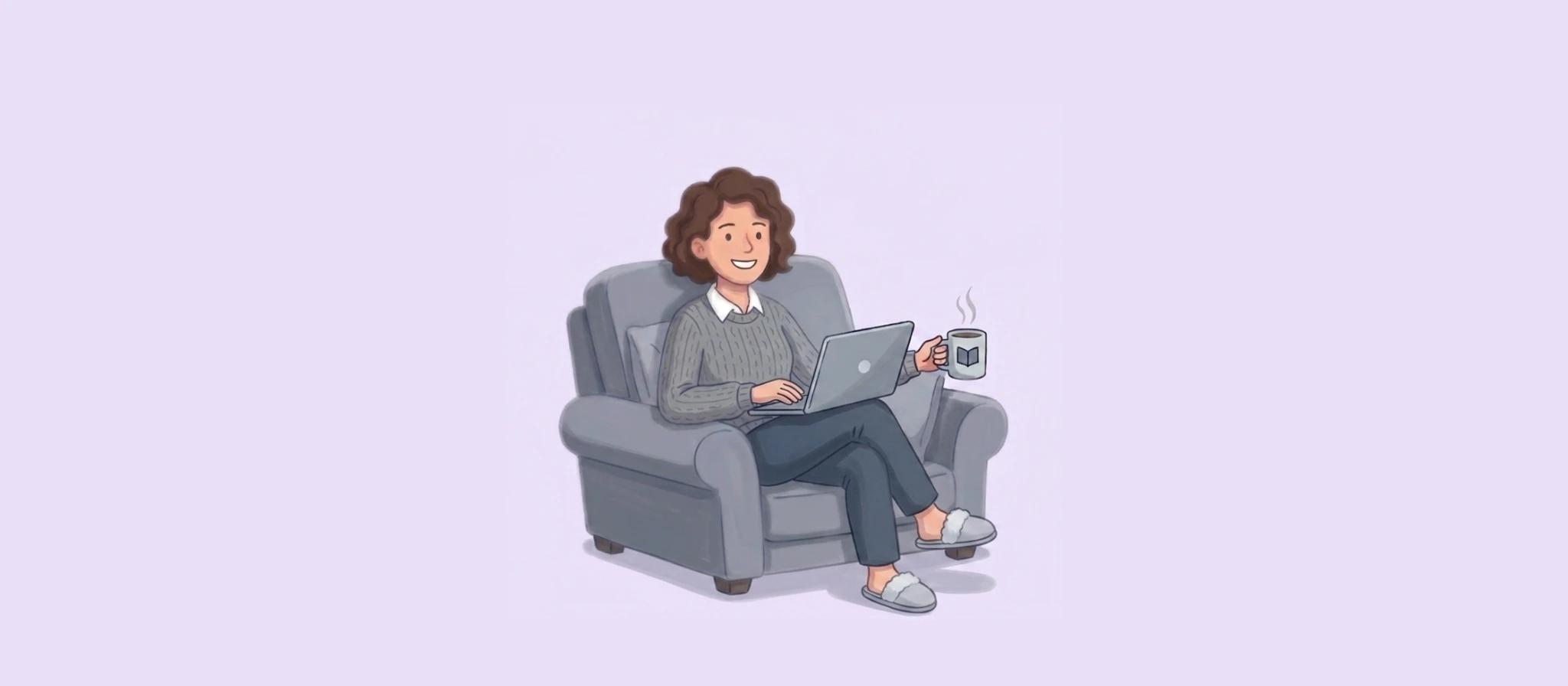 ilustração de corretor trabalhando com seu notebook tranquilamente enquanto usa Alude para automação da sua imobiliária ilustração de corretor trabalhando com seu notebook tranquilamente enquanto usa Alude para automação da sua imobiliária