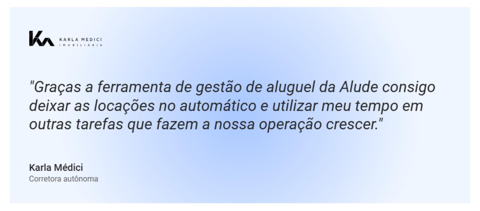 depoimento da denoa de imobiliária escolhendo Alude em vez da Kenlo Imob