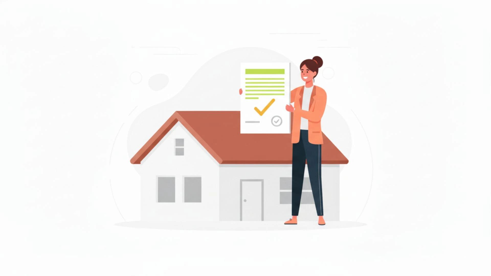 Ilustração de peresonagem à frente de uma casa segurando o tipo de contrato de aluguel residencial