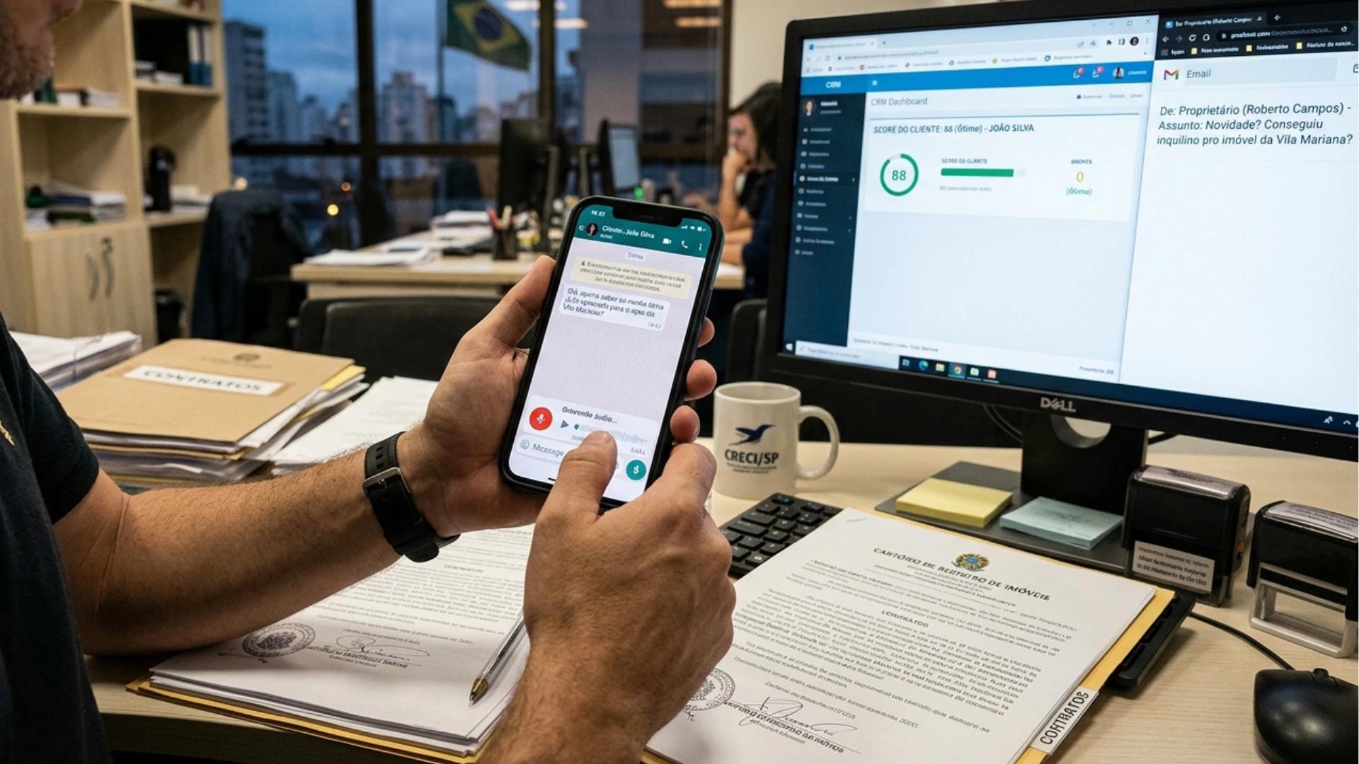 Corretor fazendo análise de crédito trabalhosa