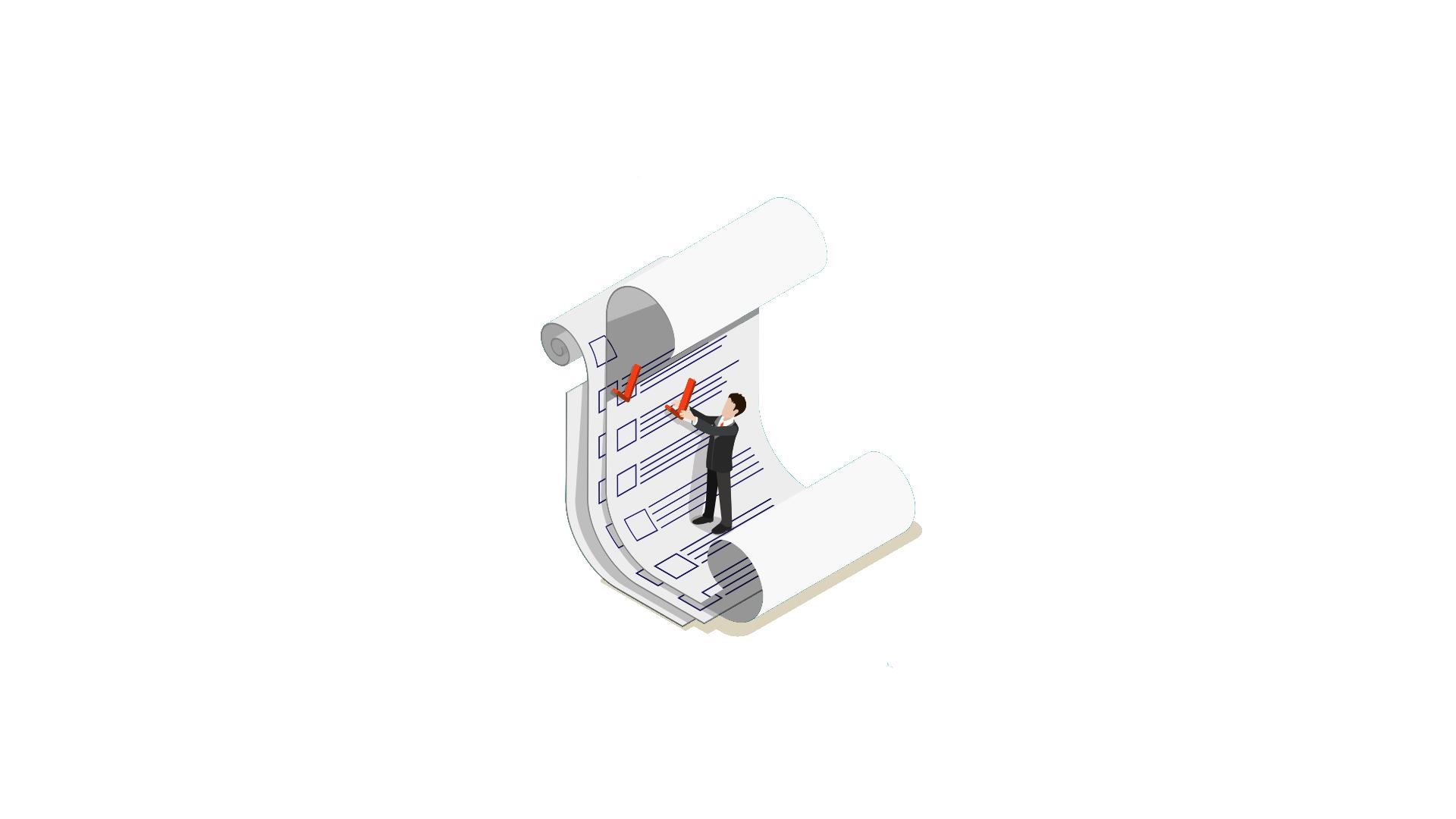 ilustraçaao de personagem preenchendo o checklist da rescisão de contrato de aluguel