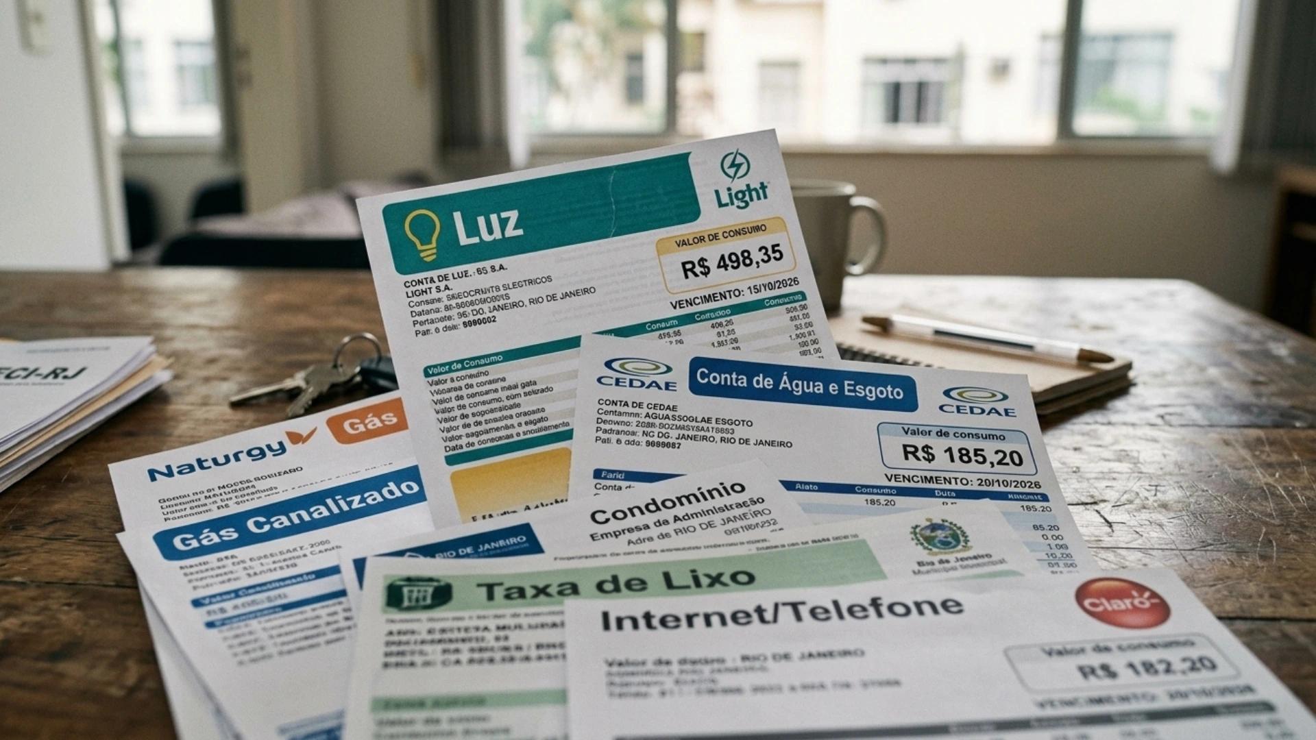 Contas de consumo, incluindo a de luz e água