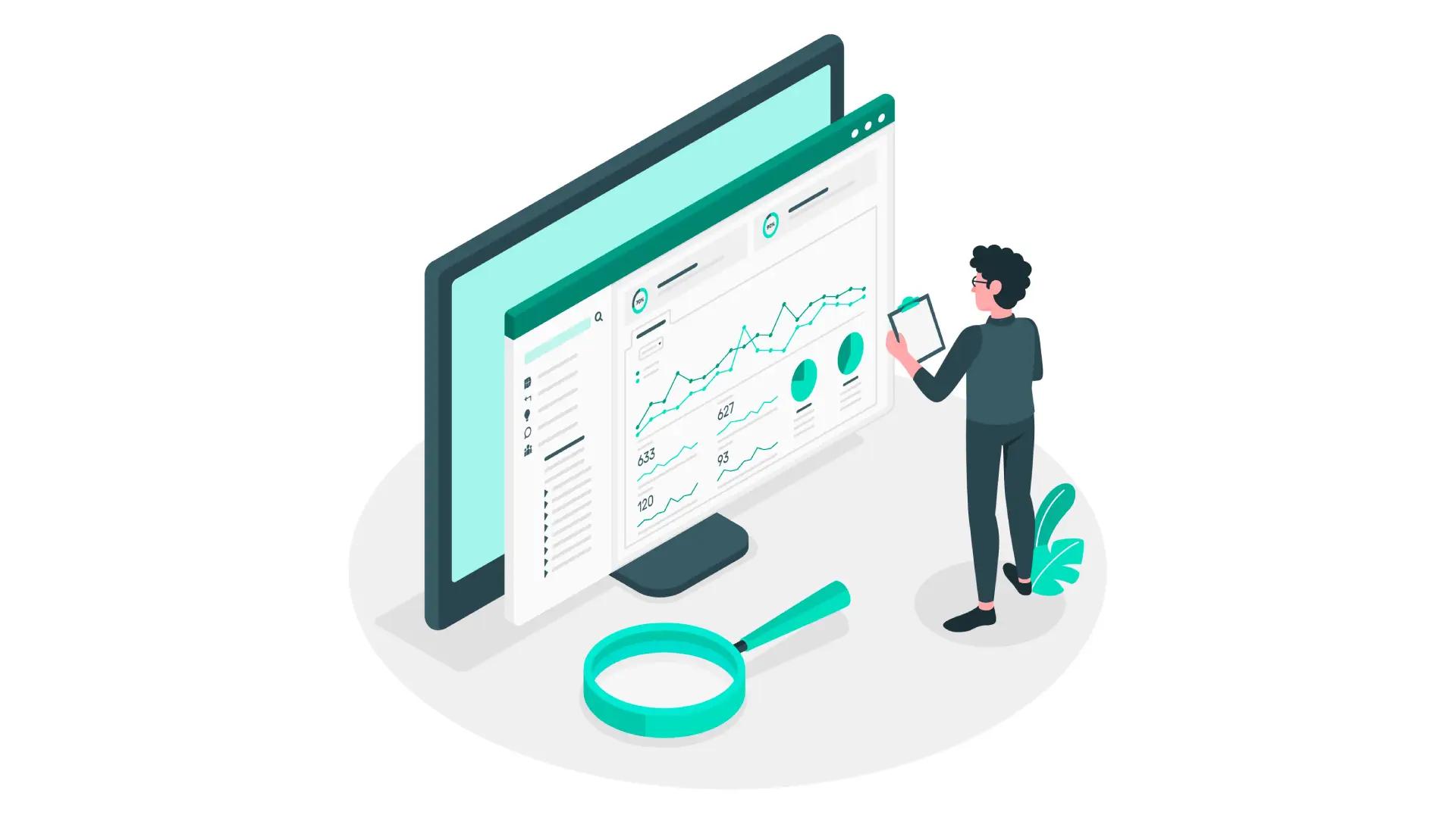 ilustração do personagem avaliando toda a gestão imobiliária