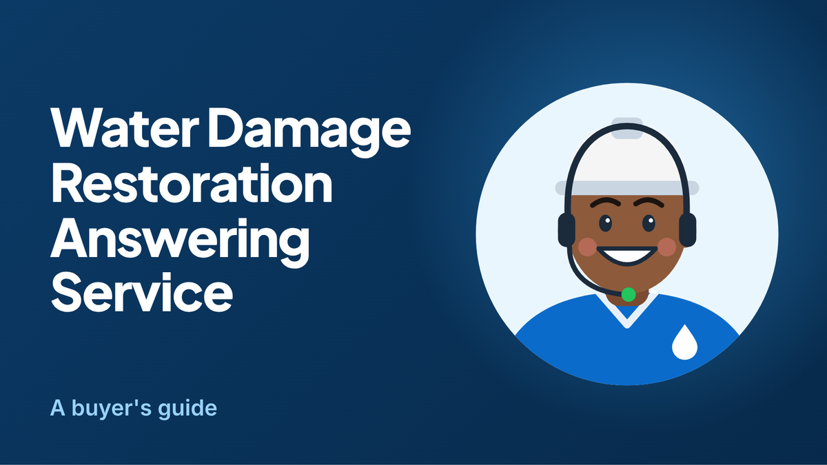 Smiling restoration technician wearing a headset, for the water damage restoration answering service guide