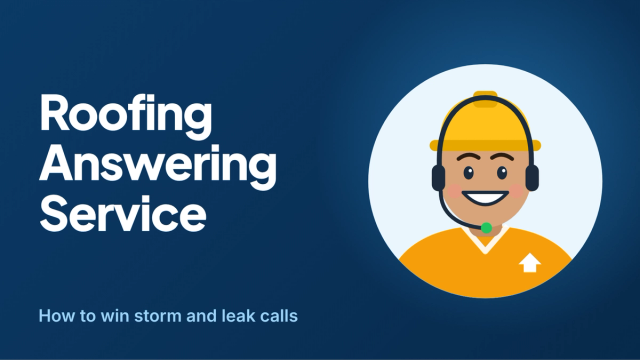 Smiling roofer in a hard hat and headset, for the roofing answering service guide