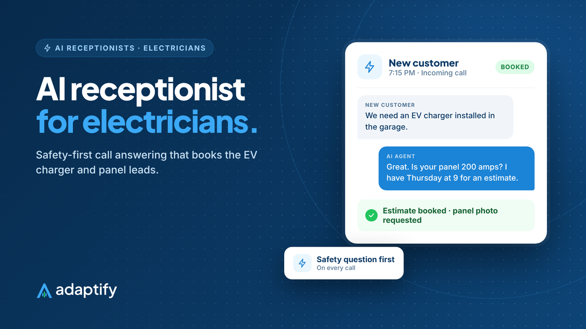 Illustration of an AI receptionist for electricians booking a panel upgrade estimate and texting the homeowner a confirmation