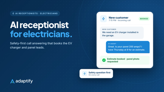 Illustration of an AI receptionist for electricians booking a panel upgrade estimate and texting the homeowner a confirmation