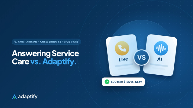 Answering Service Care vs. Adaptify illustration: two answering options facing each other with a VS badge