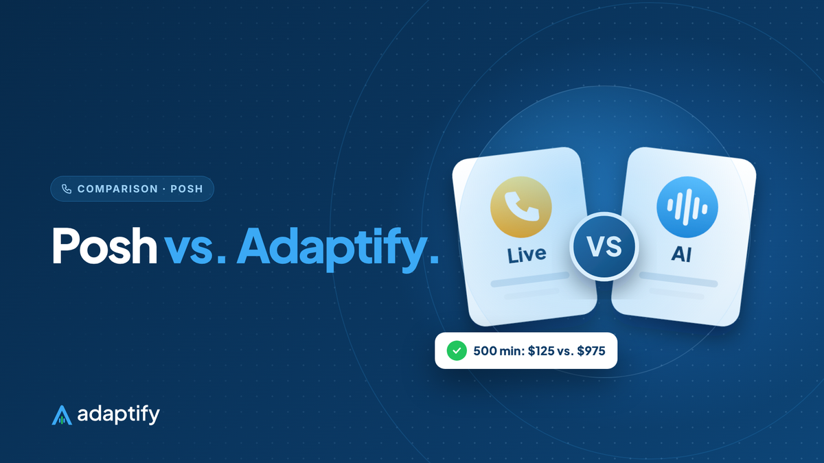 Posh vs. Adaptify illustration: two answering options facing each other with a VS badge