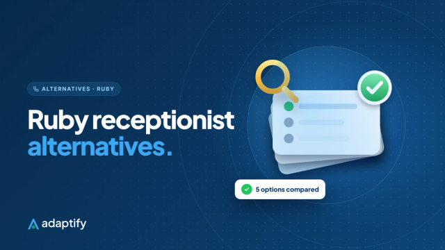 Ruby receptionist alternatives illustration: a stack of option cards with the top choice checked