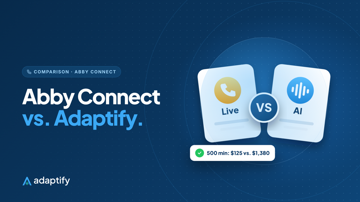 Abby Connect vs. Adaptify illustration: two answering options facing each other with a VS badge