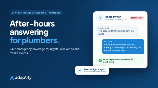 Illustration of an after-hours answering service for plumbers handling a midnight burst pipe call during a freeze