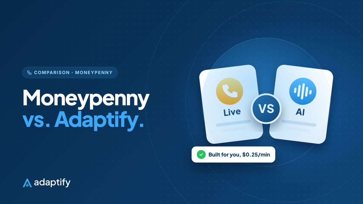 Moneypenny vs. Adaptify illustration: two answering options facing each other with a VS badge