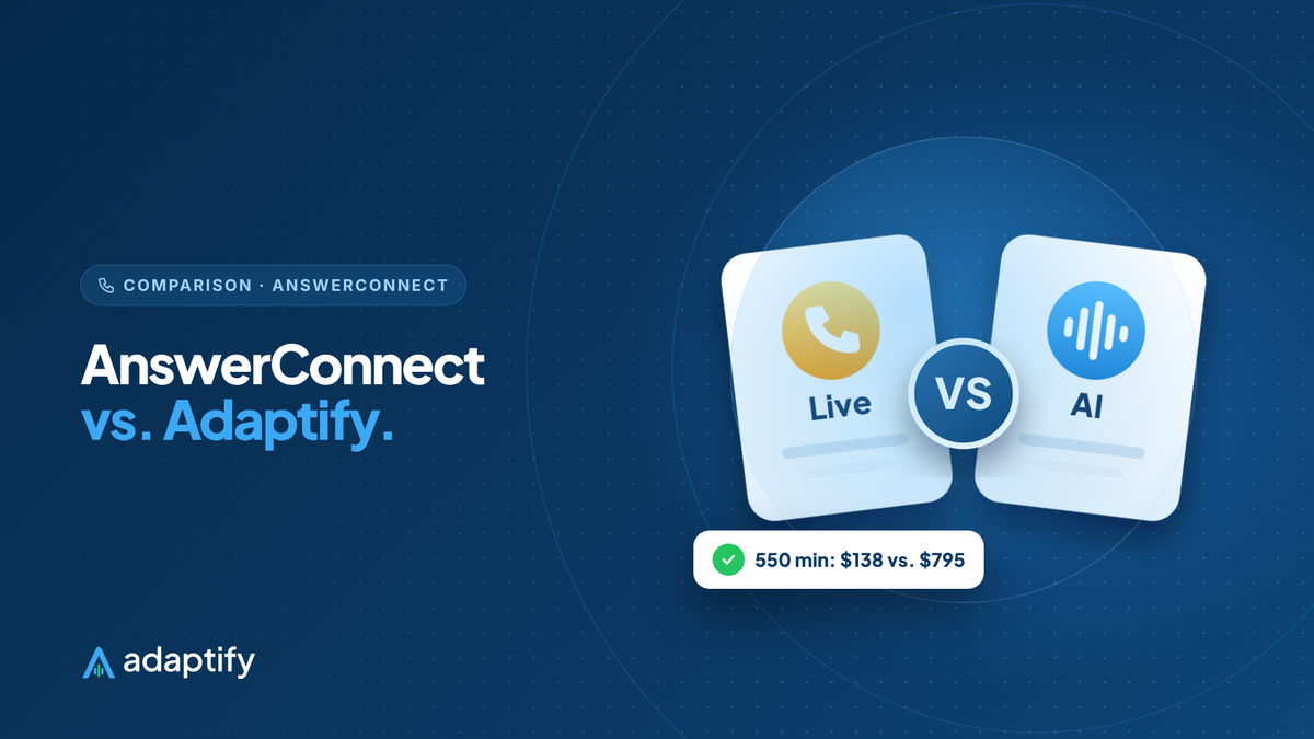 AnswerConnect vs. Adaptify illustration: two answering options facing each other with a VS badge