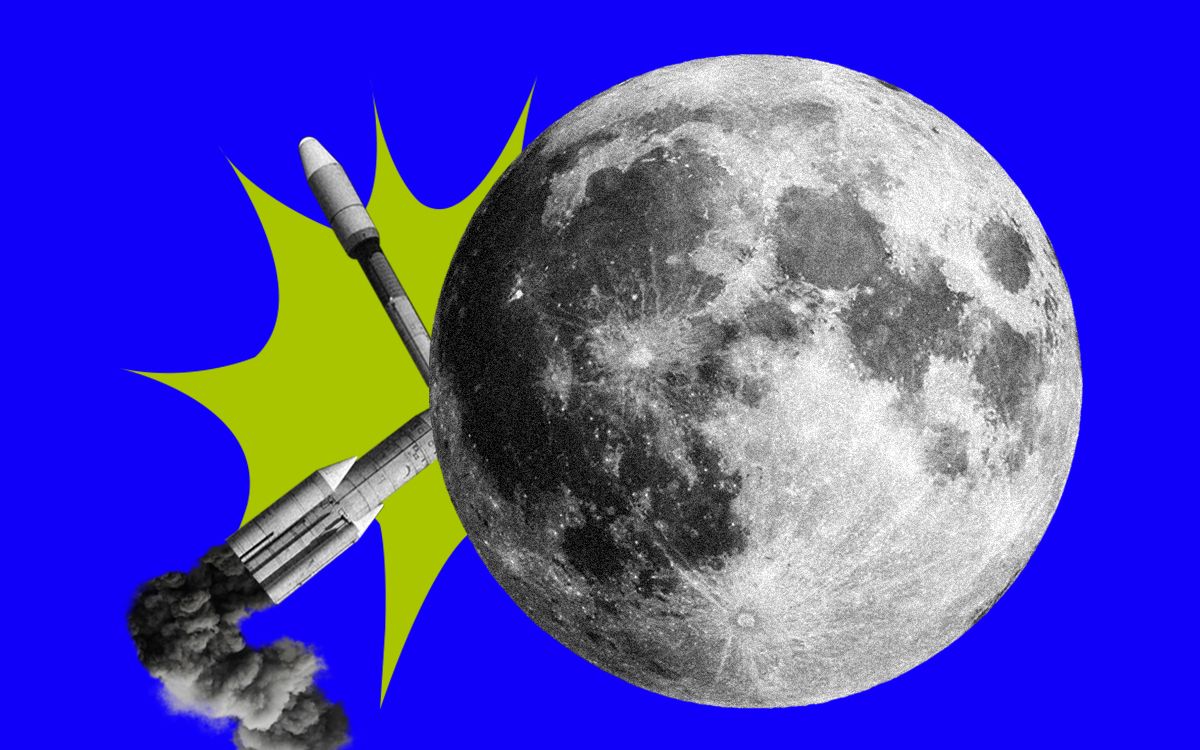 rocketship crashed into moon