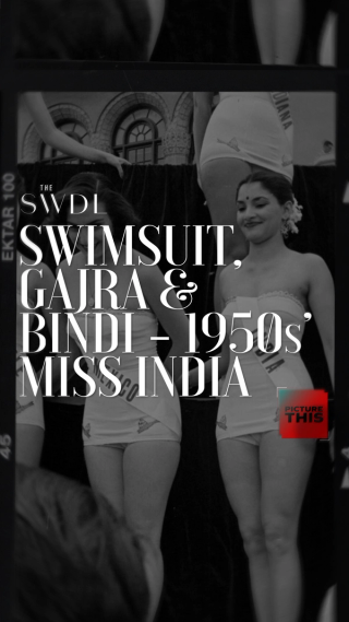 a picture of indrani rahman in the swimsuit round of the miss universe in california 1952