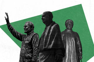erecting statue