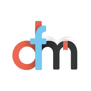 Logo de Daniel Fernández Masís: monograma dfm con forma de libro abierto