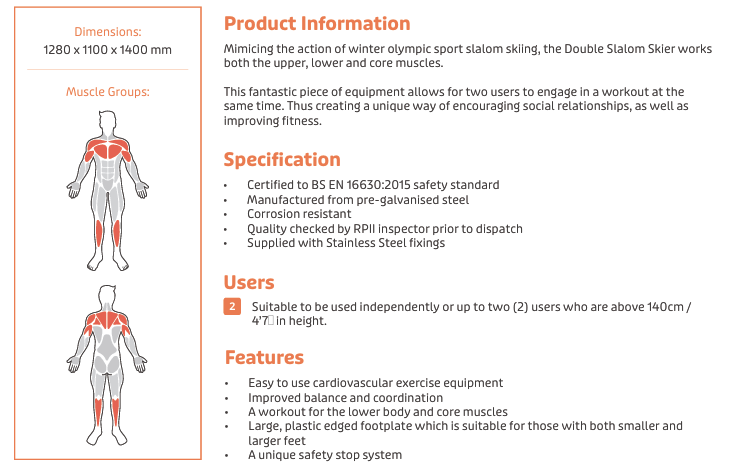 Double Slalom Skier Specification