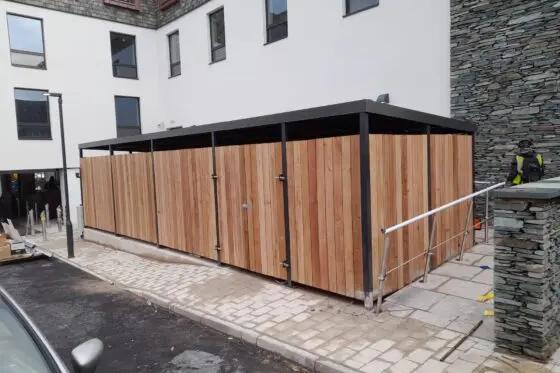 Bin store with steel roof