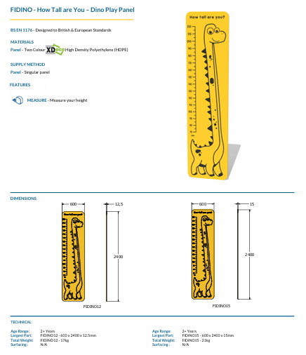 How Tall are You – Dino Play Panel Specification