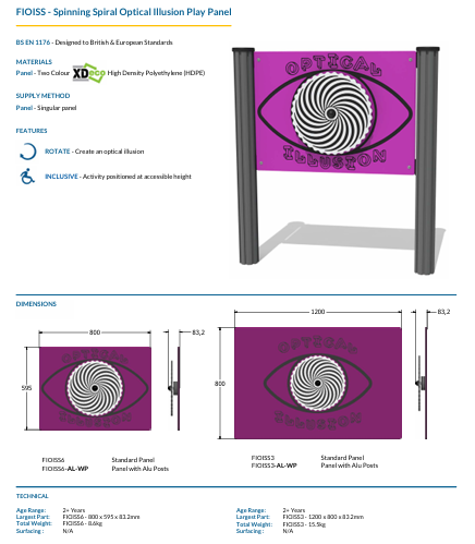 Spinning Spiral Optical Illusion Play Panel Specification