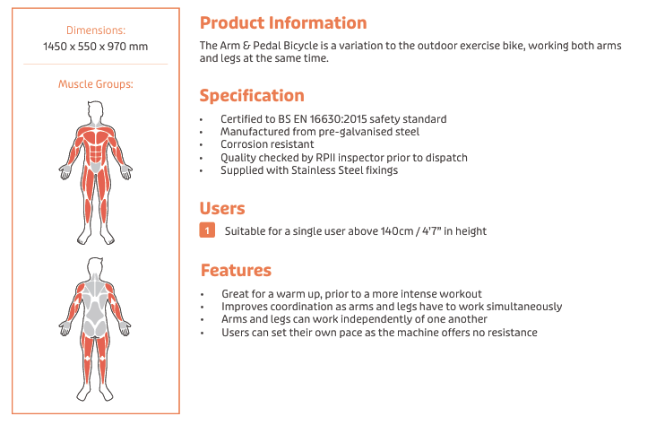 Arm & Pedal Bicycle Specification