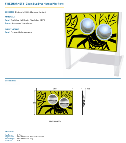 Zoom Bug Eyes Hornet Play Panel Specification