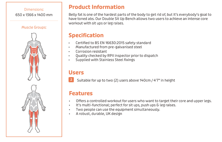 Double Sit Up Bench Specification