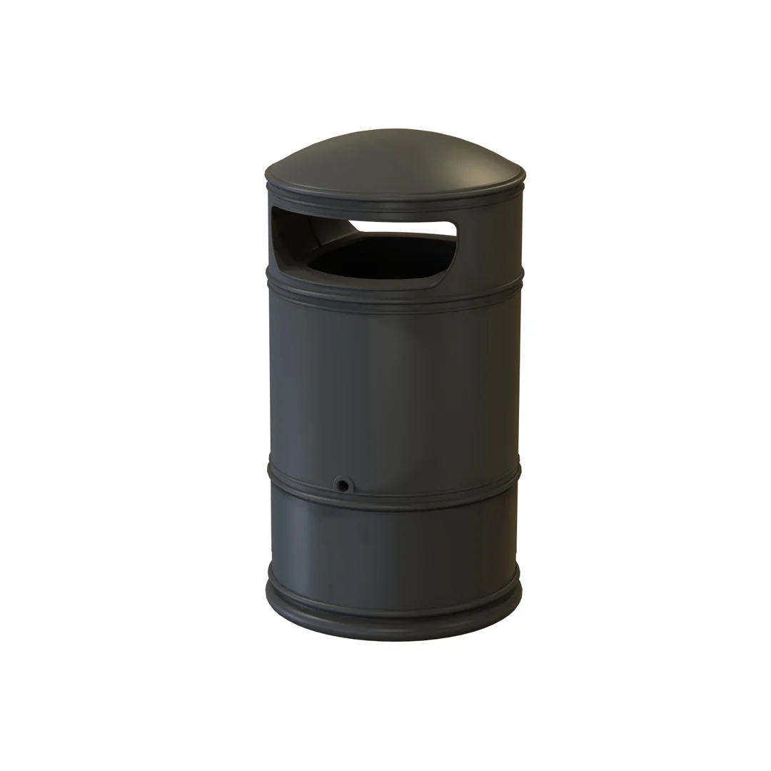 Heritage Litre Round Hooded Litter Bin 100 Litre Black
