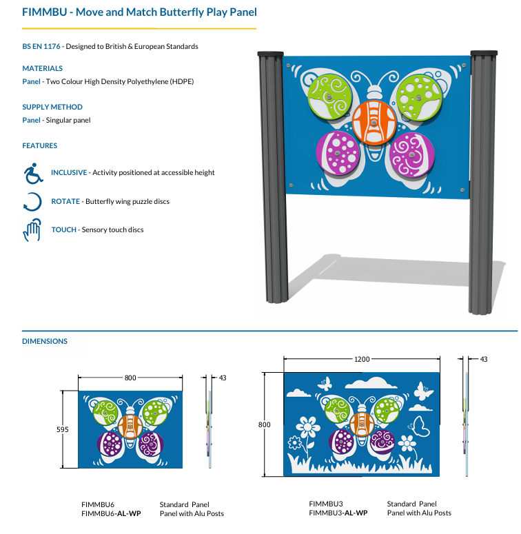 Move and Match Butterfly Play Panel Specification