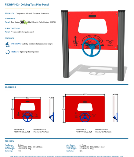 Driving Test Play Panel Specification