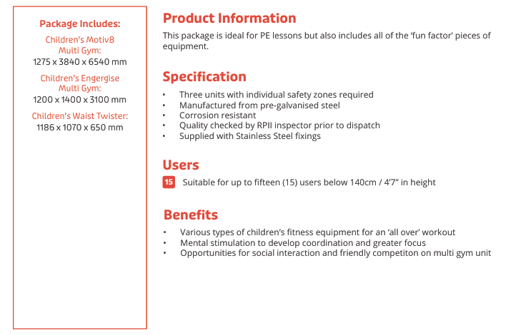Primary School Motiv8 Plus Package Specification