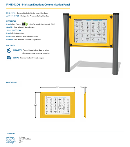 Makaton Emotions Communication Panel Specification