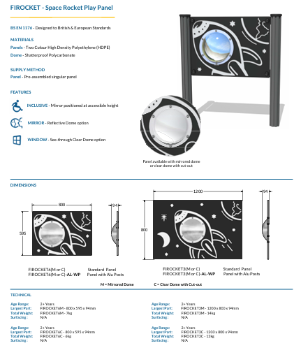 Space Rocket Play Panel Specification