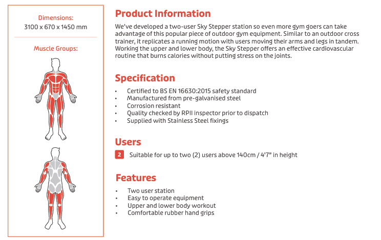 Double Sky Stepper Specification