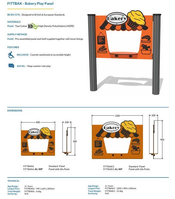 Bakery Play Panel Specification